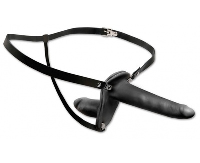 Женский страпон с вагинальной пробкой Double Penetrix Strap-on от Pipedream, 15 см (чёрный) (Черный) 