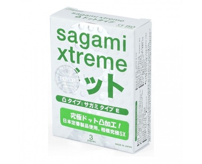 Презервативы с ребристой поверхностью Xtreme Type-E - Sagami, 3 шт. (Прозрачный) 