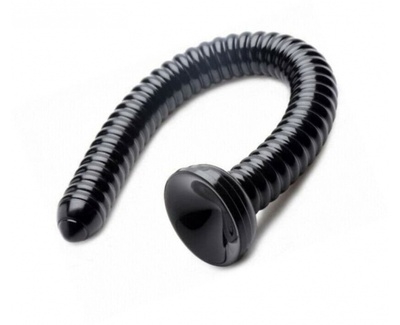 Hosed Ribbed Anal Snake Dildo - огромный фаллос, 50.8х4.4 см (чёрный) XR Brands (Черный) 