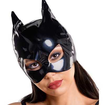 Glossy - Глянцевая маска кошки из материала Wetlook (черный, OS) Erolanta 