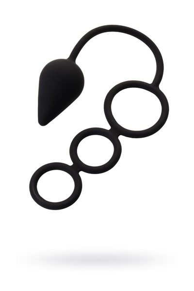 Тройное эрекционное кольцо с анальным хвостом Drop, M-size Erotist (Черный) 