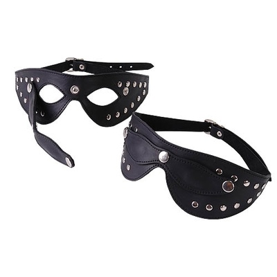 Кожаная БДСМ маска с отстегивающимися шорами (чёрный) СК-Визит (Черный) 