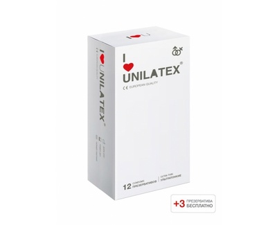 Классные презервативы Ultrathin 12шт + 3 шт в подарок - Unilatex 