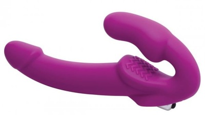 Безремневой силиконовый вибро страпон Evoke Vibrating Strapless Silicone Strap-on Dildo, 24 см (фиолетовый) XR Brands 