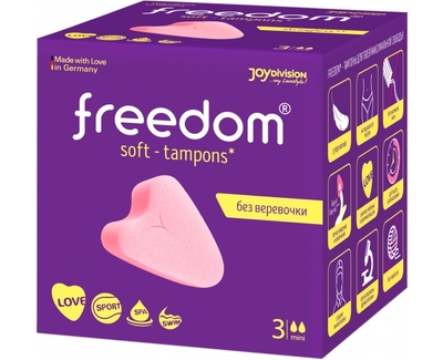 Гигиенические тампоны без веревочки Freedom mini 2 капли - 3 шт. Joy Division (Розовый) 