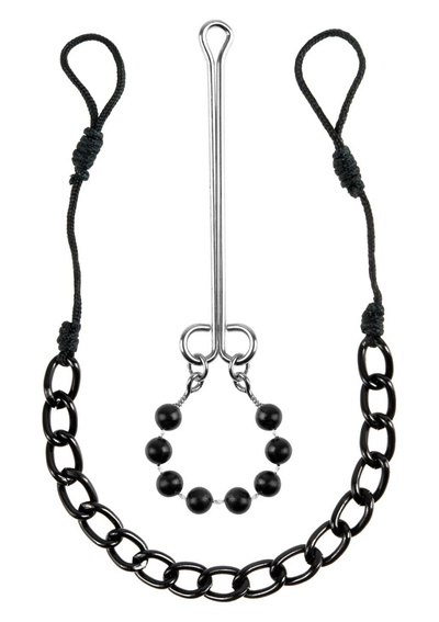 Nipple & Clit Jewelry - Интимные украшения с бусинами (Черный) 