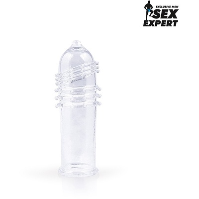 Sex Expert - Рельефная насадка с пупырышками на пенис, 12х3.5 см (прозрачный) 