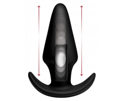 XR Brands Kinetic Thumping 7X Large Anal Plug - анальная пробка с толчковыми движениями, 13.3х5 см (чёрный) (Черный) 