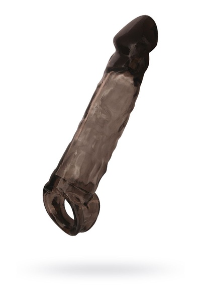 Чёрная насадка на пенис Tс подхватом - 19,5 см. TOYFA (Черный) 