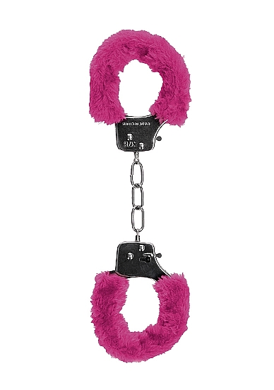 Ouch! Pleasure Handcuffs Furry металлические наручники с меховой обивкой, розовый Shotsmedia 