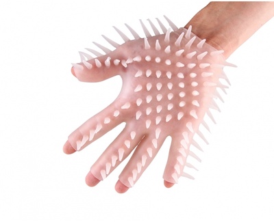 Браззерс - перчатка c усиками для стимуляции, 15.5х10 см. Brazzers (Прозрачный) 