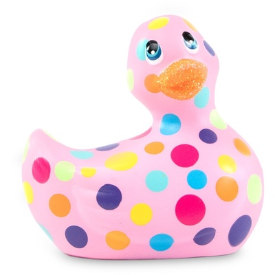 Вибратор-уточка Big Teaze Toys I Rub My Duckie 2.0 Happiness Collection, розовый в горошек 