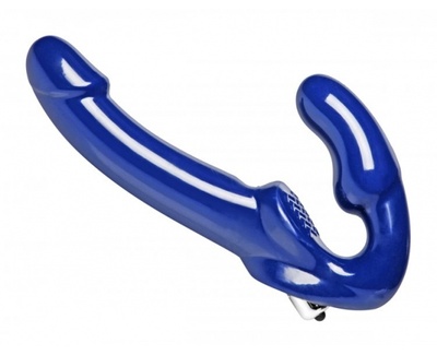 Латексный безремневой вибро страпон Revolver II, 25 см - Strap U (синий) XR Brands 