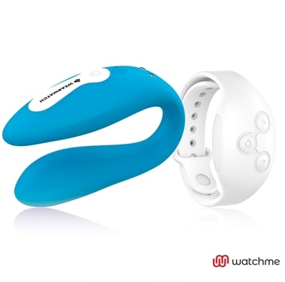 Wearwatch Dual Watchme вибратор для пар с пультом управления в виде часов, 9х2.5 см (голубой с белым пультом) DreamLove (Белый) 