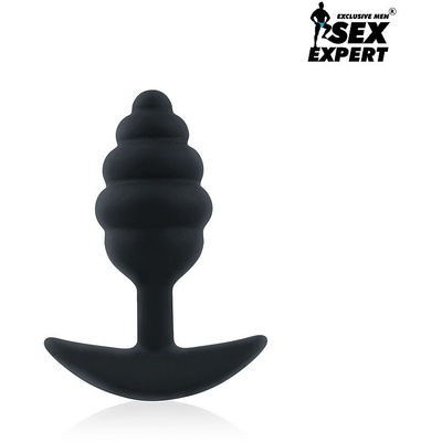 Sex Expert - Рельефная анальная пробка, 9х3.4 см (Черный) 