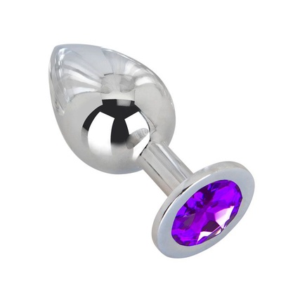 Большой плаг из стали с фиолетовым кристаллом Violet Dream, 9.5х3.5 см (фиолетовый) Erotic Fantasy 