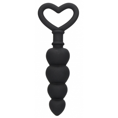 OUCH! Anal Love Beads силиконовая анальная ёлочка, 9х2.9 см (чёрный) Shotsmedia (Черный) 