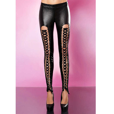 Lolitta Aggressive Pants - Леггинсы под змеиную кожу со шнуровкой, L/XL (чёрный) (Черный) 