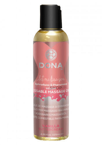 Вкусовое массажное масло с феромонами DONA Kissable Massage Oil Vanilla Buttercream Ванильный крем, 125 мл 