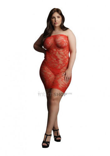 Мини платье без бретелек Le Desir Star Rhinestone, красный, Plus Size Shots Media 