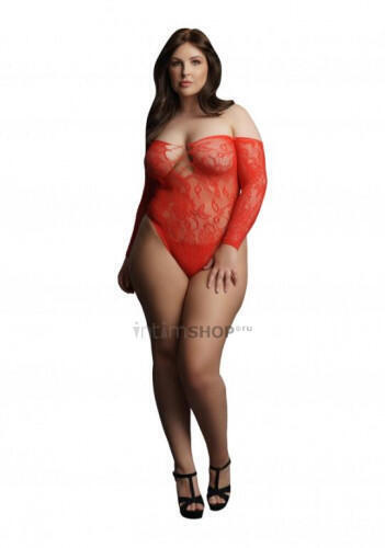 Боди Le Desir Wonder Rhinestone Bodysuit, красный, Plus size Shots Media 
