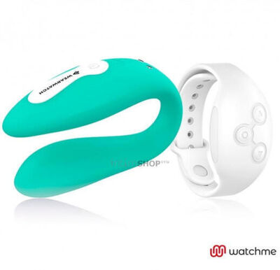 Вибратор для пар DreamLove Wearwatch Dual Pleasure Watchme с белым браслетом ДУ, зеленый (Белый, зеленый) 