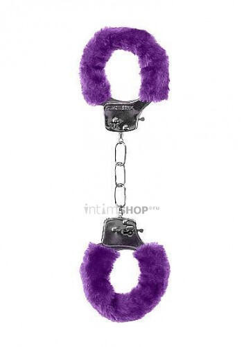 Металлические наручники Shots Ouch! Pleasure Handcuffs с фиолетовым мехом, серебристые Shots Media (Серебристый с фиолетовым) 