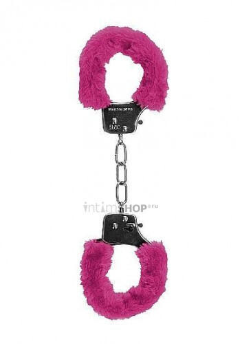 Металлические наручники Shots Ouch! Pleasure Handcuffs с розовым мехом, серебристые Shots Media (Серебристый с розовым) 