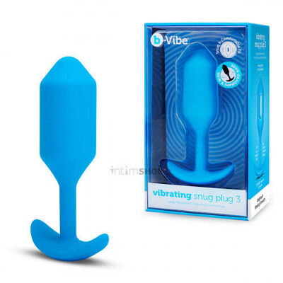 Вибропробка для ношения B-Vibe Vibrating Snug Plug 3, голубая (Голубой) 