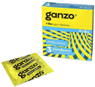 Презервативы ребристые Ganzo Ribs, 3 шт (Бесцветный) 