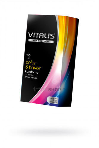 Презервативы Vitalis Premium Color&Flavor цветные ароматизированные, 12 шт (Красный, жёлтый, чёрный) 