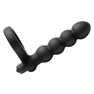 Насадка на член для двойного проникновения Double Fun Cock Ring with Double Penetration Vibe, 14.6 см (чёрный) XR Brands (Черный) 
