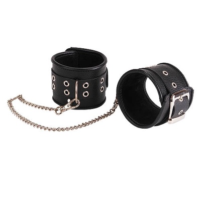 Широкие наручники с длинной цепочкой, 35 см (чёрный) СК-Визит (Черный) 