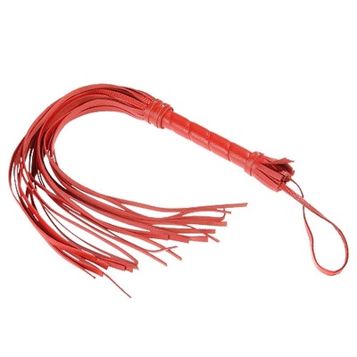 Кожаная плеть с жесткой рукояткой СК-Визит, 65 см (красный) 
