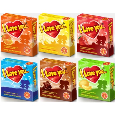 KIMONO I Love You - Ароматизированные презервативы, 3 шт (шоколад) (Прозрачный) 