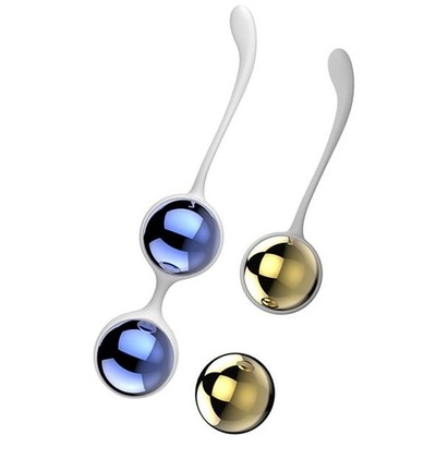 Синие и золотистые вагинальные шарики Nalone Yany, 3 см (разноцветный) 