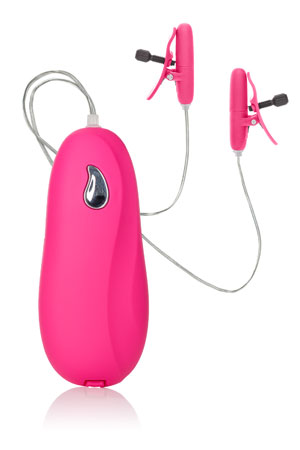 Vibrating Heated Nipple Teasers - Зажимы для сосков с вибрацией и выносным пультом, 3.75 см California Exotic Novelties (Розовый) 