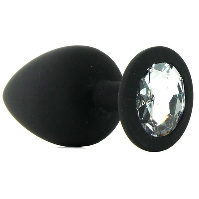 Ouch! Diamond Butt Plug (Extra Large) анальная пробка с кристаллом, 9.3х4.2 см (чёрный) Shotsmedia (Черный) 