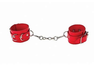 Красные кожаные наручники с заклёпками, 25 см Shots (Красный) 
