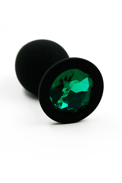 Kanikule силиконовая анальная пробка с кристаллом, 7х3.5 см (М, зеленый) 