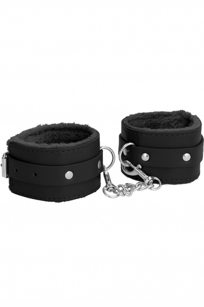 Ouch! Plush Leather Ankle Cuffs наножники (оковы, фиксаторы), 33х5 см (серый) Shotsmedia 