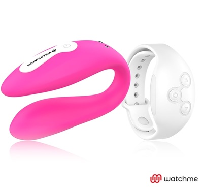 Wearwatch Dual Watchme вибратор для пар с пультом управления в виде часов, 9х2.5 см (розовый с белым пультом) DreamLove (Белый) 