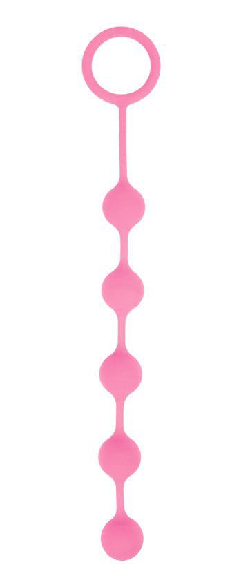 Розовая анальная цепочка с кольцом-ограничителем - 23 см SWEET TOYS (Розовый) 