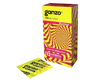 Ребристые презервативы Ganzo Extase, 12 шт. (Прозрачный) 