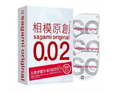 Полиуретановые презервативы Sagami Original 0.02, 3 шт. (Прозрачный) 