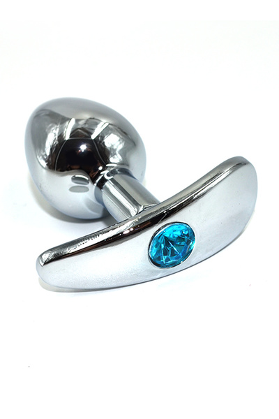 Kanikule маленькая серебристая анальная пробка для ношения с кристаллом, 8х3.3 см (голубой) 