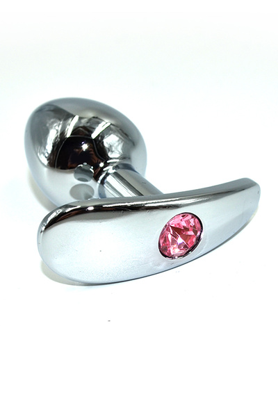 Kanikule маленькая серебристая анальная пробка для ношения с кристаллом, 8х3.3 см (розовый) 