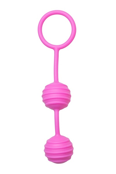 Easy Toys двойные ребристые вагинальные шарики, 16х3 см ONE-DC (Розовый) 