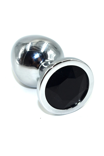Kanikule аллюминиевая анальная пробка с кристаллом, М - 8.5х4.2 см (чёрный) (Черный) 