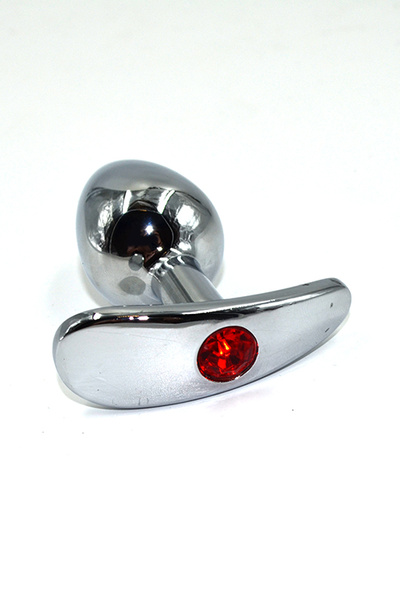 Kanikule маленькая серебристая анальная пробка для ношения c кристаллом, 8х3.3 см (красный) 
